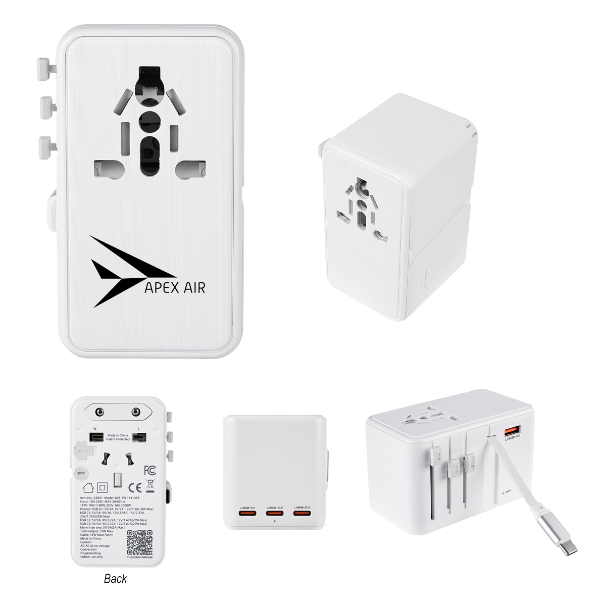 35W International Travel Adapter & Charging Cable
